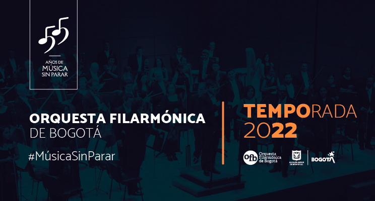 Pieza de invitación a la temporada de conciertos de la Orquesta Filarmónica de Bogotá.