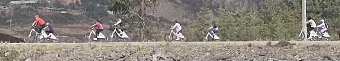 En la fotografía panorámica se ven varios biciusuarios siendo guiados por un colaborador del IDRD