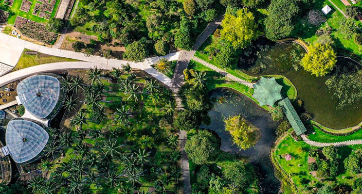 Foto aérea cenital del Jardín Botánico de Bogotá