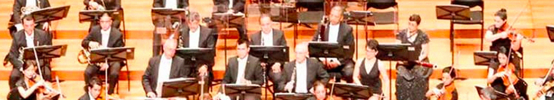 Foto panorámica de una parte de la Orquesta Filarmónica de Bogotá - OFB