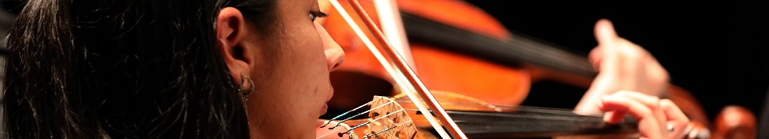 Mujer joven interpretando el violín