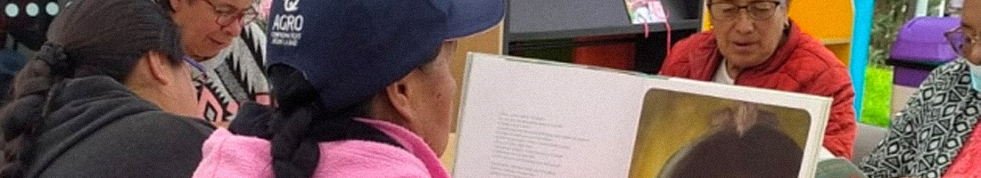 Señoras de la tercera edad leyendo libros de arte concentradas en la biblioteca