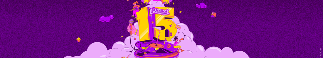 Parte de la pieza promocional del Festival Centro donde se ve el número 15 y dice Los sonidos de la diferencia