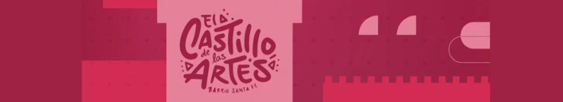 Diagramación de un castillo en fondo rojo