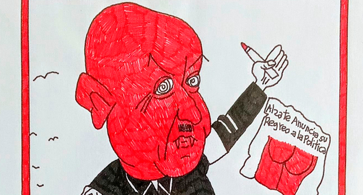 Personaje con colmillos con un papel en la mano