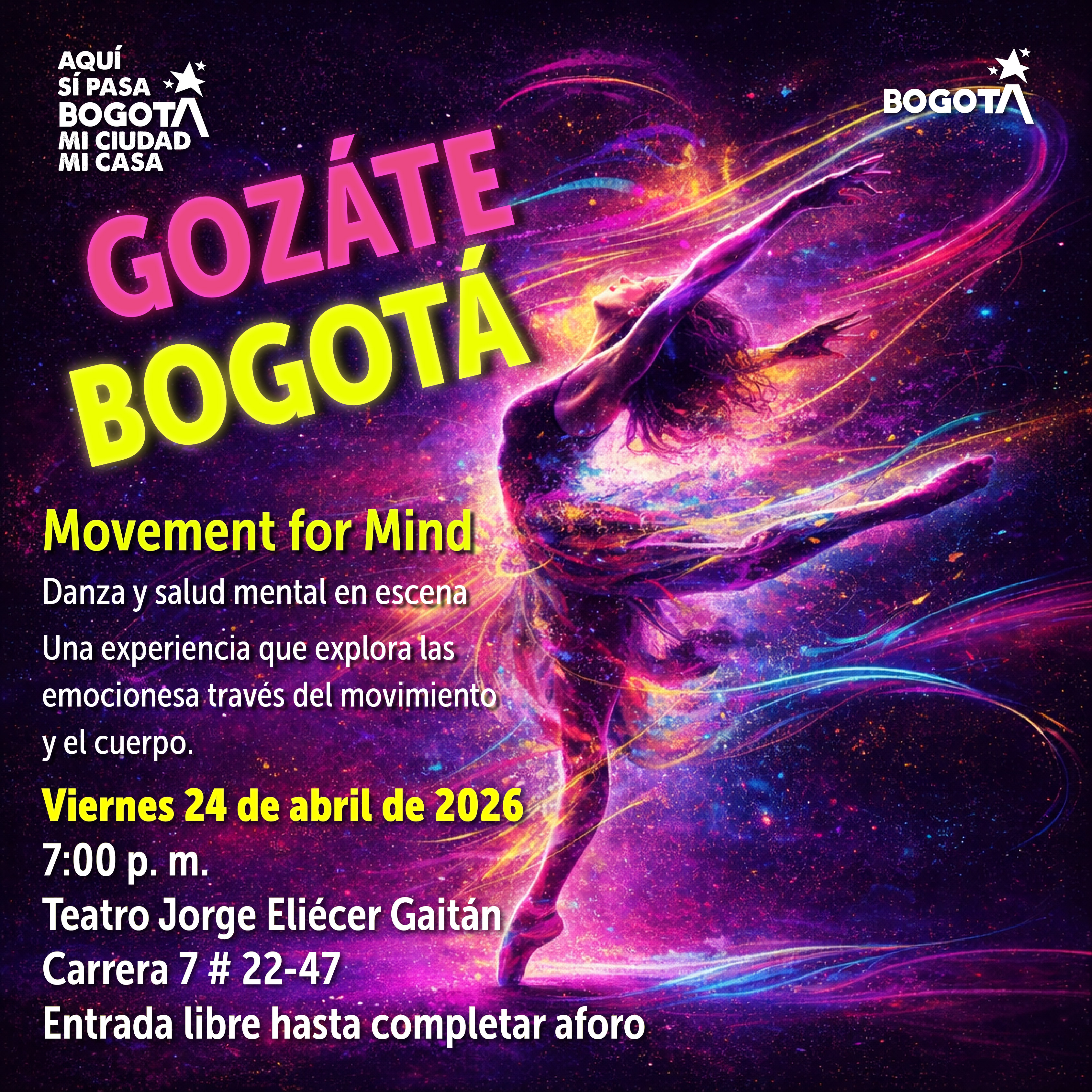 Este viernes #GózateBogotá en el @TeatroJEG 💃🧠