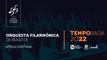 Pieza de invitación a la temporada de conciertos de la Orquesta Filarmónica de Bogotá.