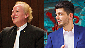 Fotografías del director Enrique Diemecke y el pianista Kristhyan Benitez