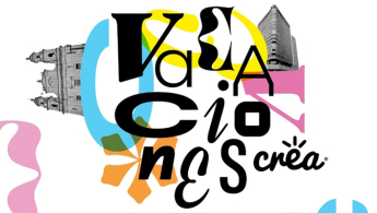 Acercamiento a la palabra VACACIONES CREA de la pieza elaborada por IDARTES para ofertar los talleres.