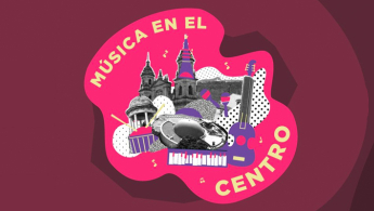 Pieza gráfica donde se muestra el identificador del evento Música en el centro