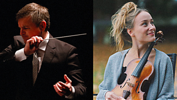 Foto del director Joachim Gustafsson y la violinista Anna Egholm