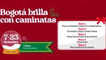 Pieza de la campaña "Bogotá brilla con caminatas"
