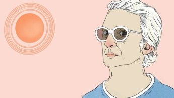 Ilustración de un señor de cabello blanco y gafas blancas
