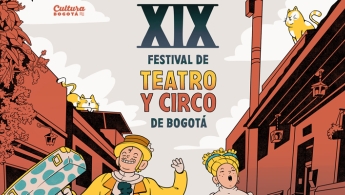 Caricatura de hombre y mujer en un circo