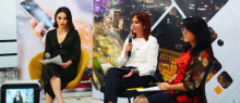 En la foto se encuentran de izquierda a derecha: Magnolia Vega (Presentadora de la sesión en vivo), Martha Lucia Villa (Directora General FONCEP) y Luz Mary Cárdenas (Gerente de la Lotería de Bogotá)