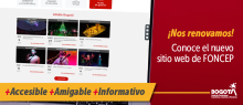 Se ve la pantalla de un computador con la nueva sección Gózate Bogotá de la nueva página web de FONCEP - ¡Nos renovamos! Conoce el nuevo sitio web de FONCEP - +Accesible +Amigable +Informativo