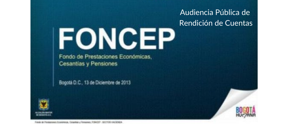 Imagen con la palabra FONCEP, con título "Audiencia Pública de Rendición de Cuentas"