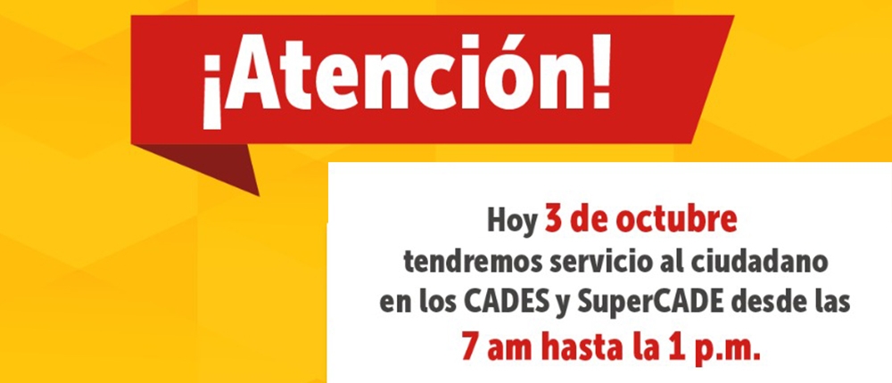 Ten en cuenta que todos los servicios que se prestan en CADES y SuperCADE son gratuitos. - Parte de la pieza de UAECD Catastro Bogotá para el Sector Hacienda